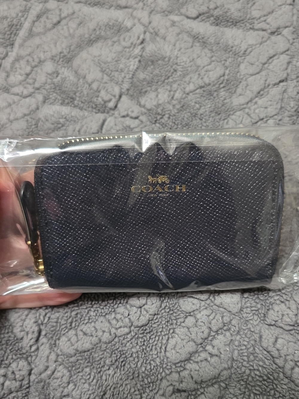 COACH Women's Black Zip Card Case Wallet 4.5x3"